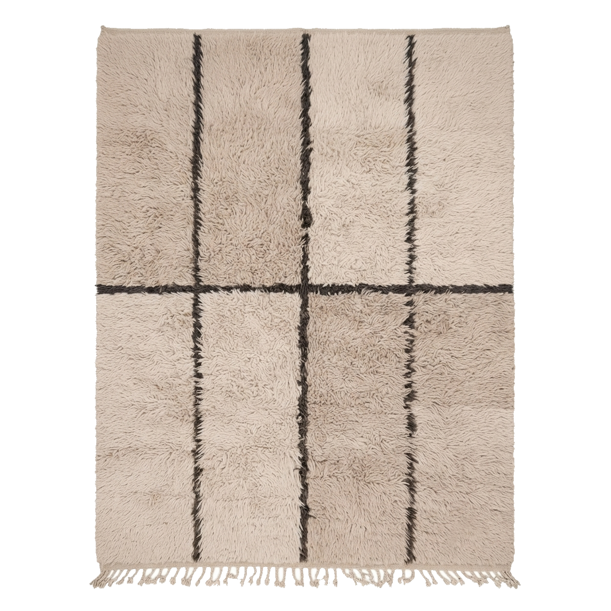 Cream Abstract Moroccan Shag Rug