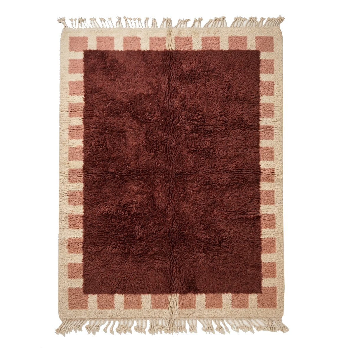 Brown Bordered Moroccan Shag Rug