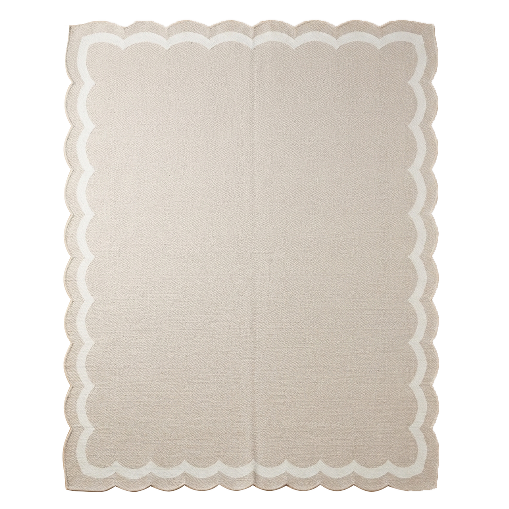 Cream Scalloped Flatweave Rug