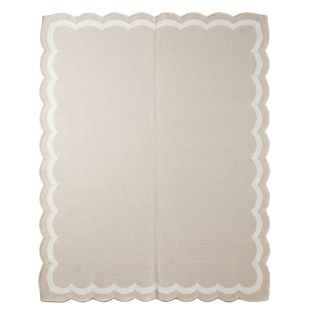 Cream Scalloped Flatweave Rug