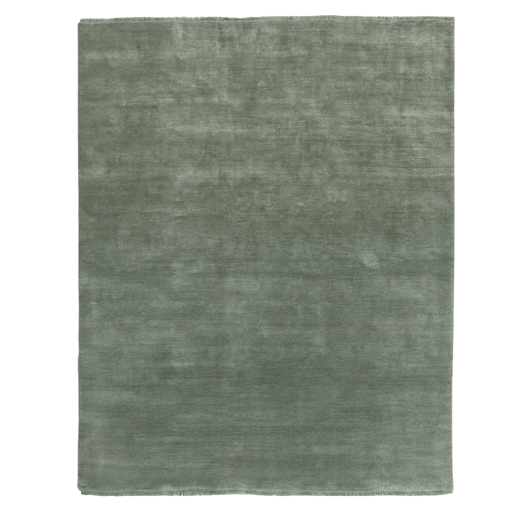 Green Solid Hand-Knotted Rug