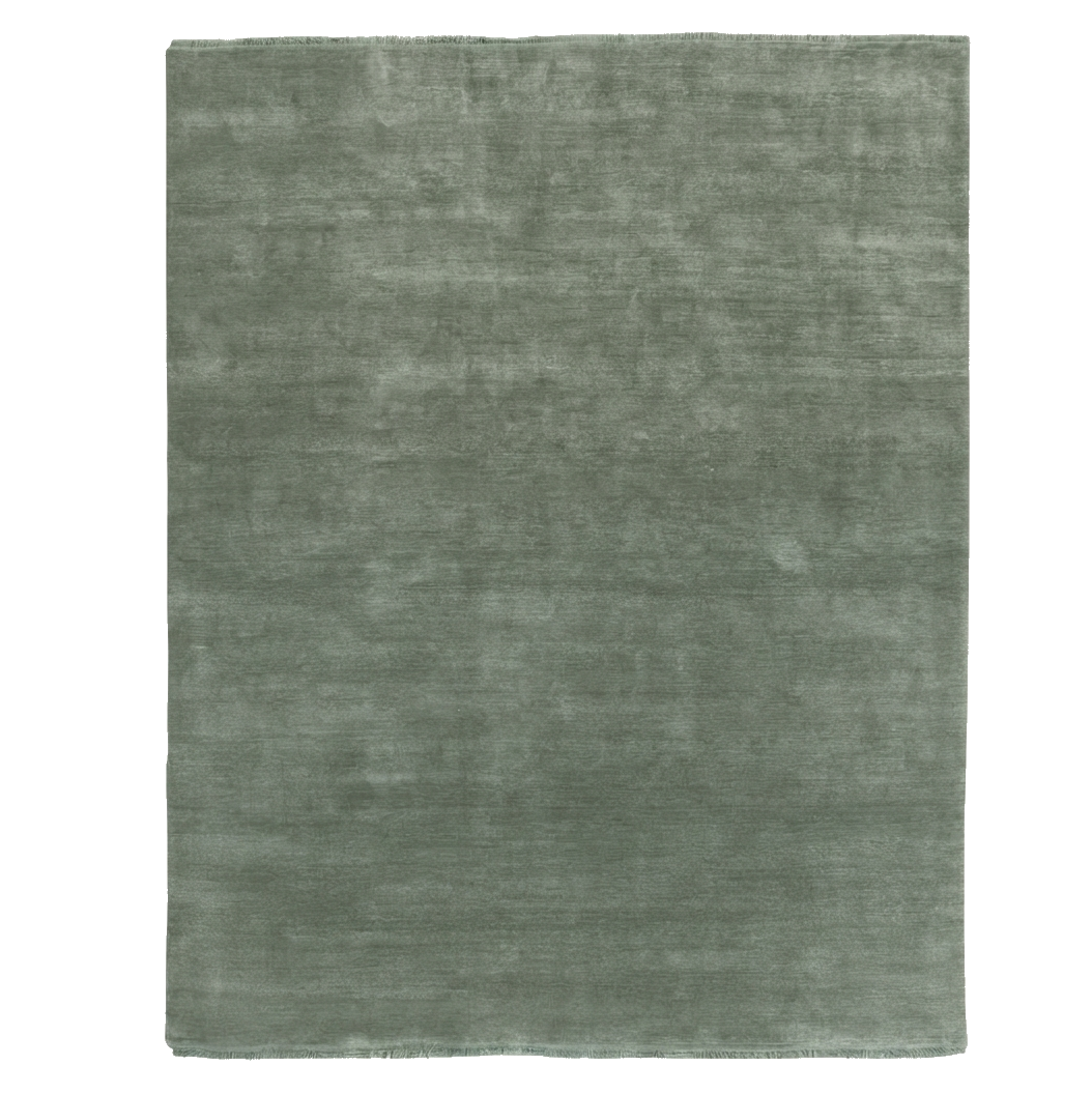 Green Solid Hand-Knotted Rug