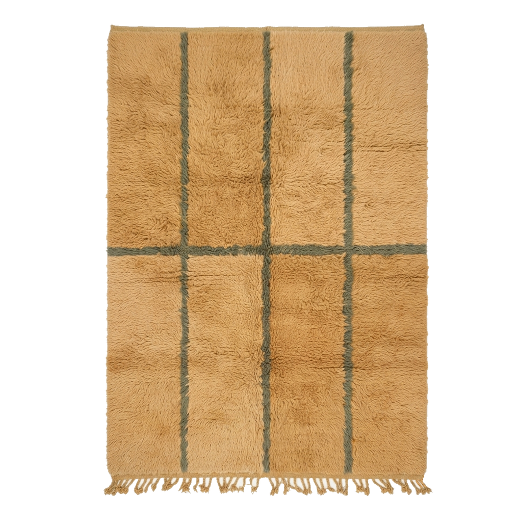 Mustard Striped Moroccan Shag Rug