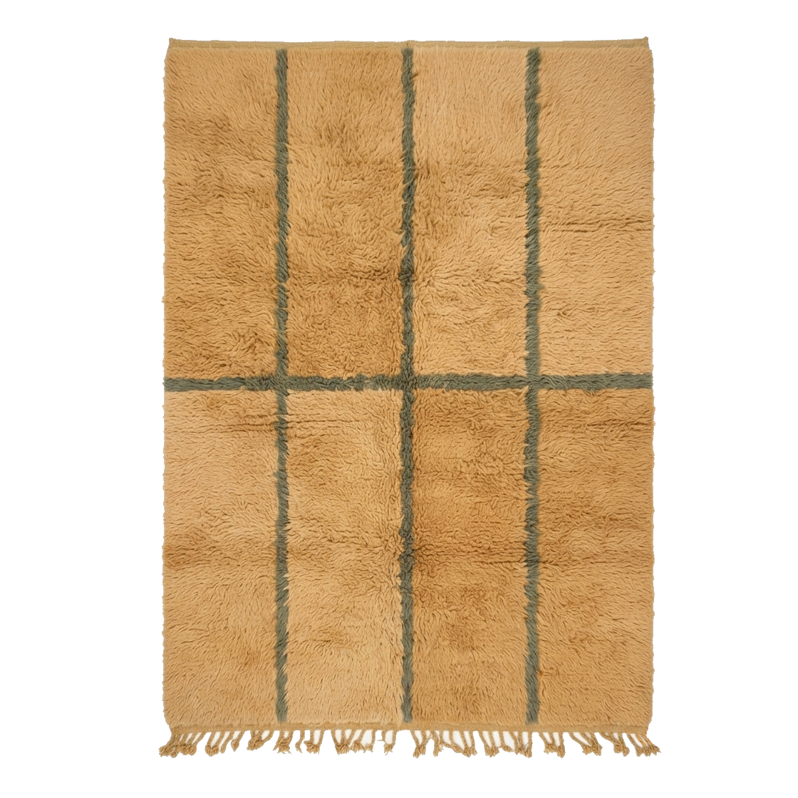 Mustard Striped Moroccan Shag Rug
