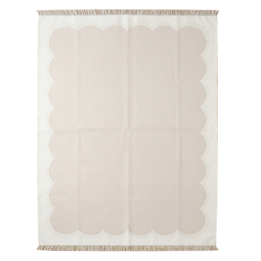 Ivory Scalloped Flatweave Rug