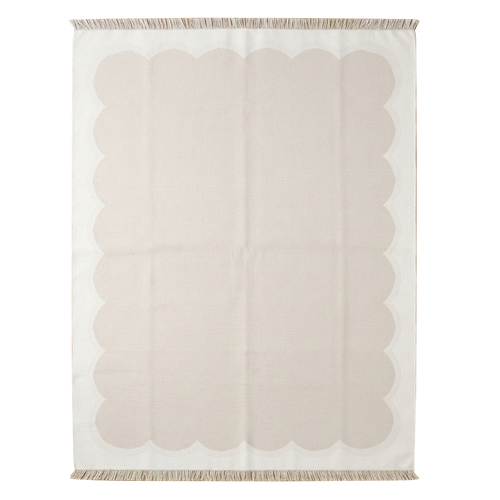 Ivory Scalloped Flatweave Rug