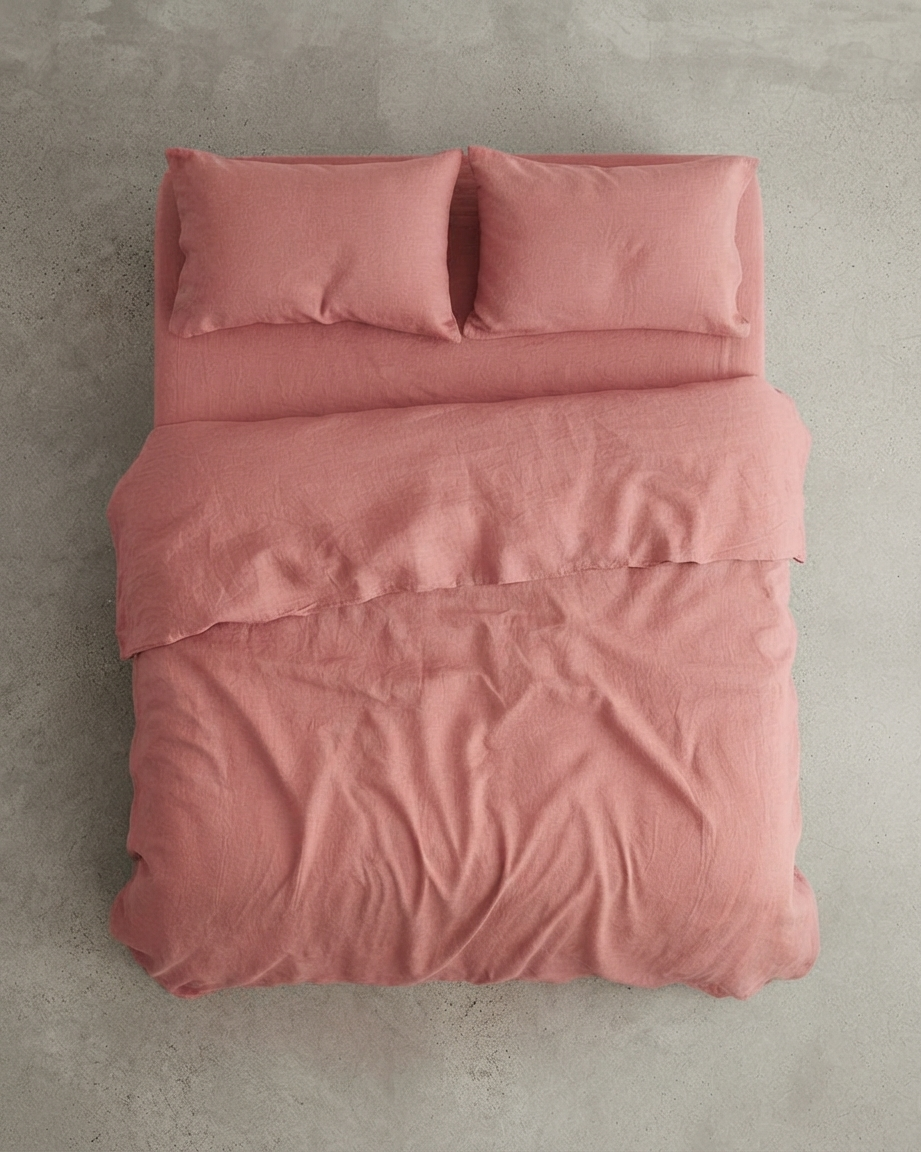 Stonewashed Linen Sheet Set — Dusty Rose