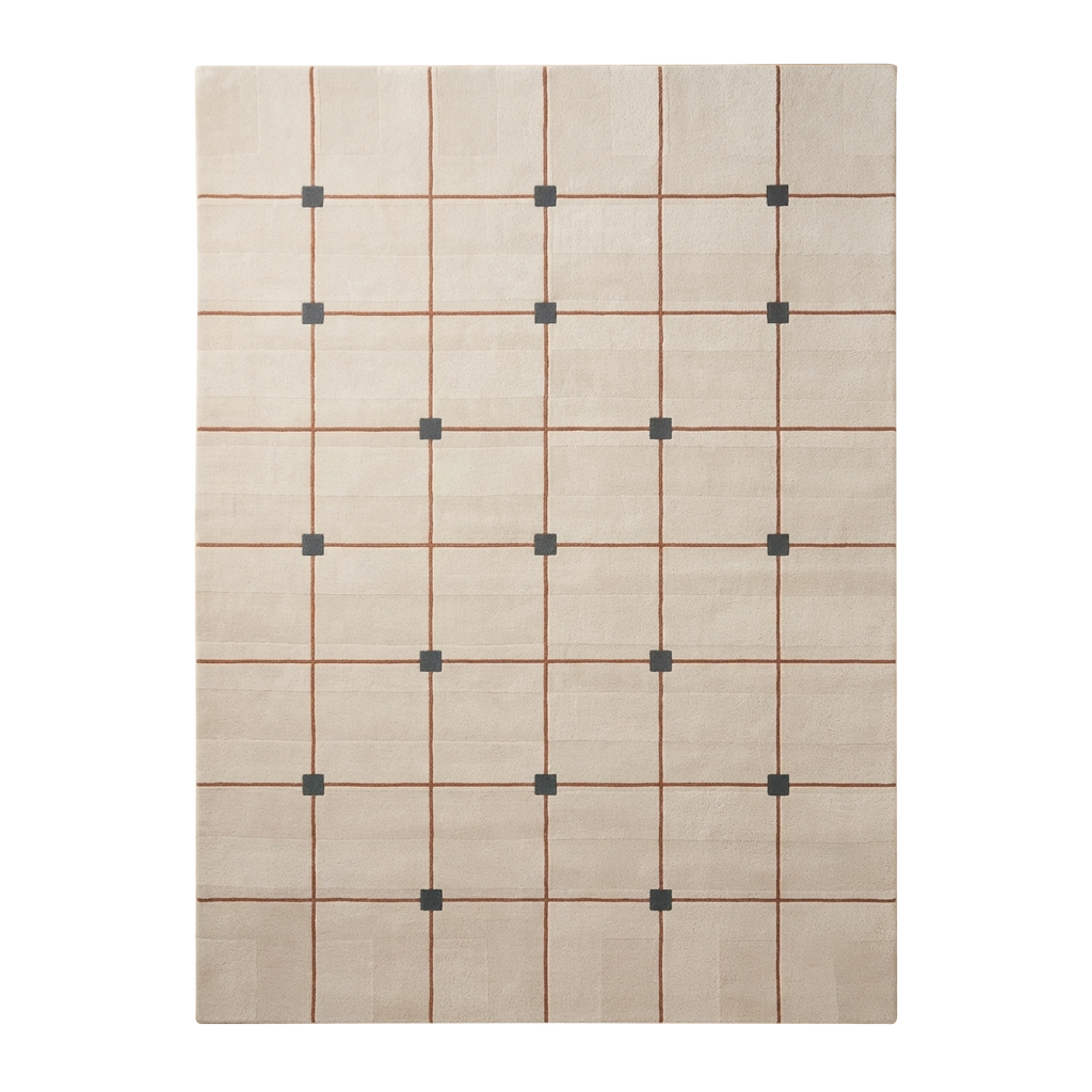 Cream Geometric Hand-Tufted Wool Rug
