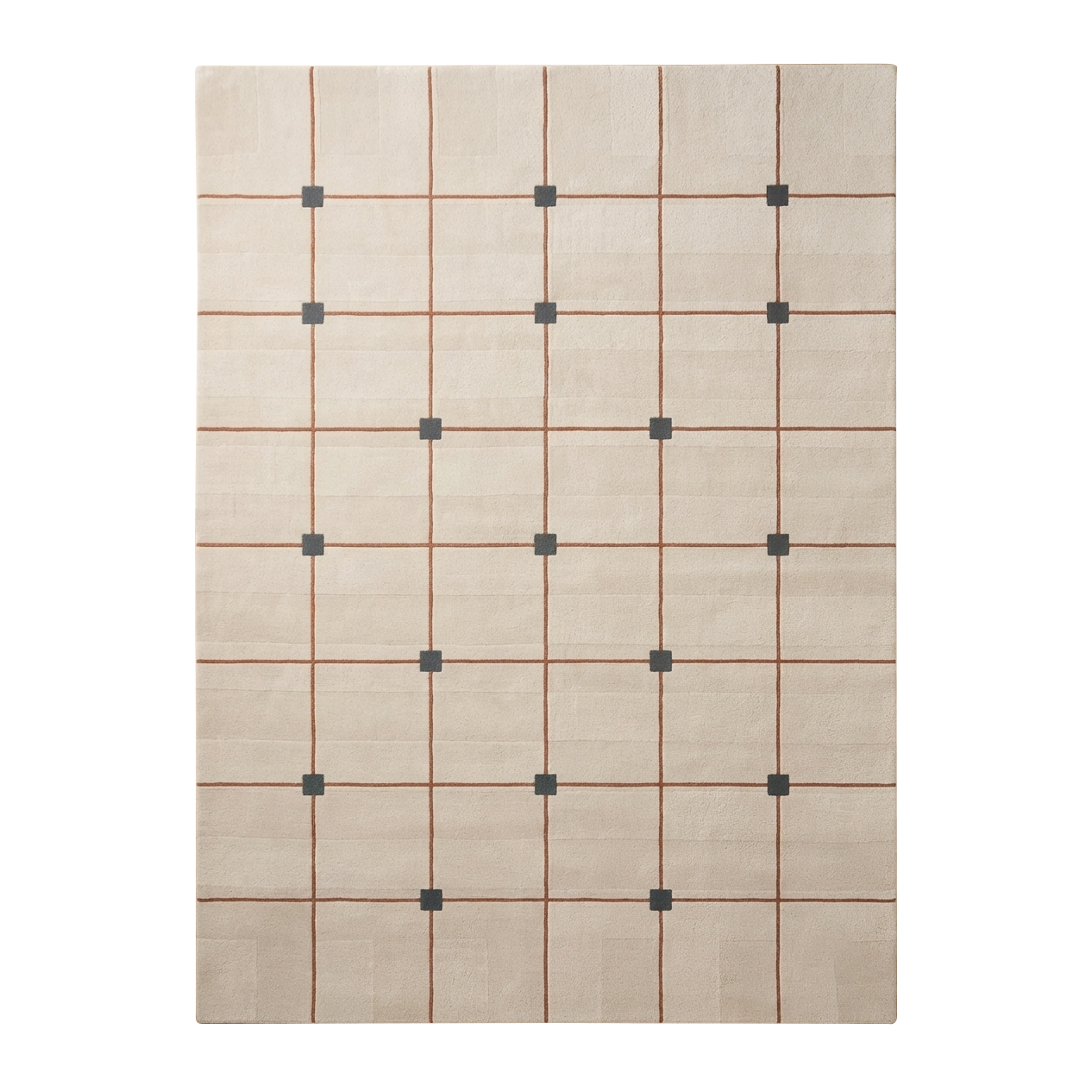 Cream Geometric Hand-Tufted Wool Rug