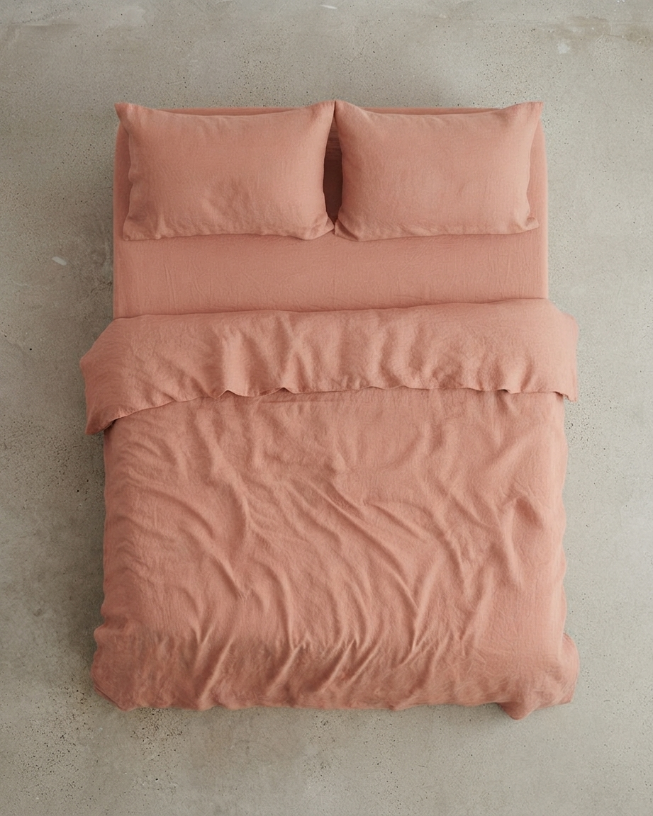 Stonewashed Linen Sheet Set — Light Salmon