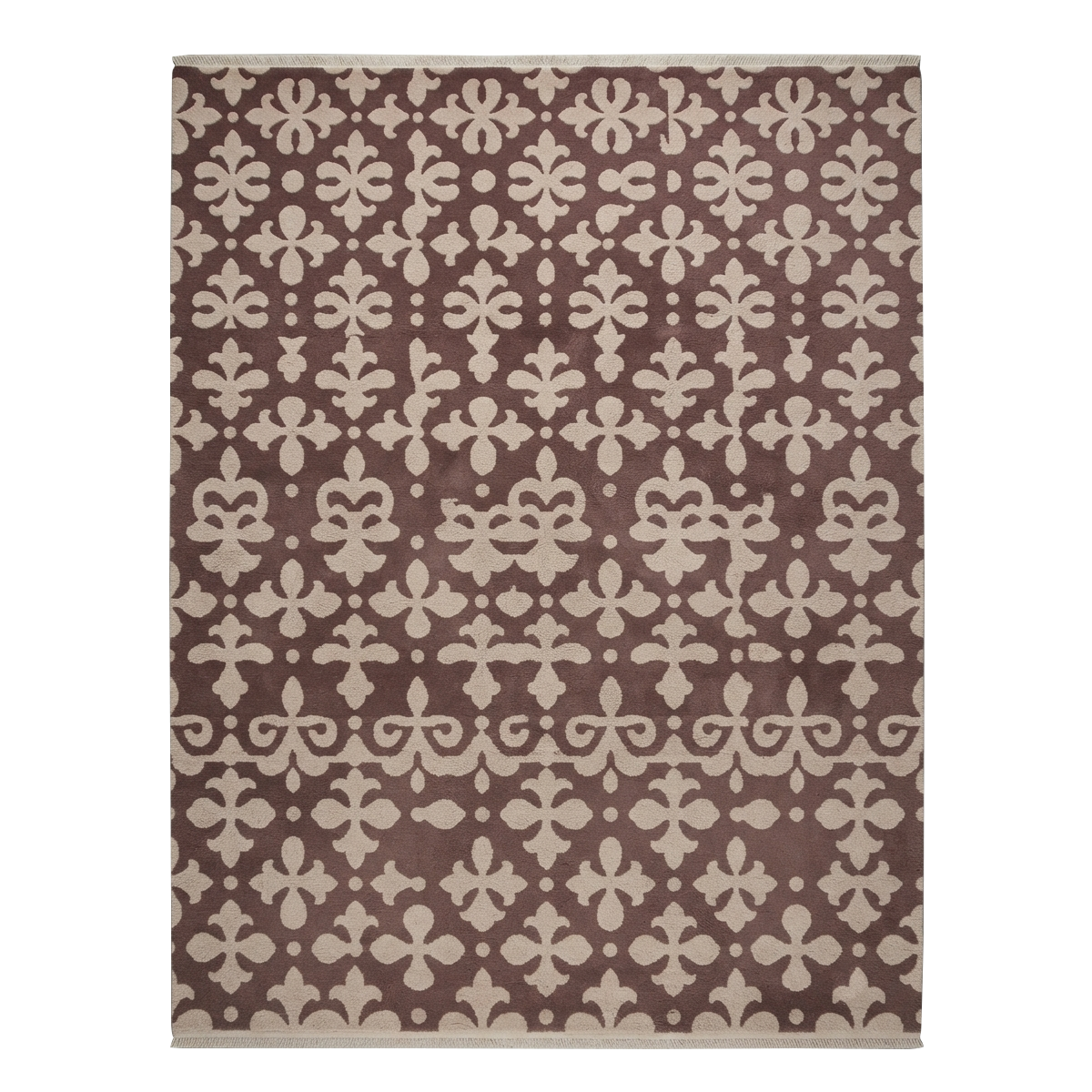 Brown Geometric Hand-Knotted Rug