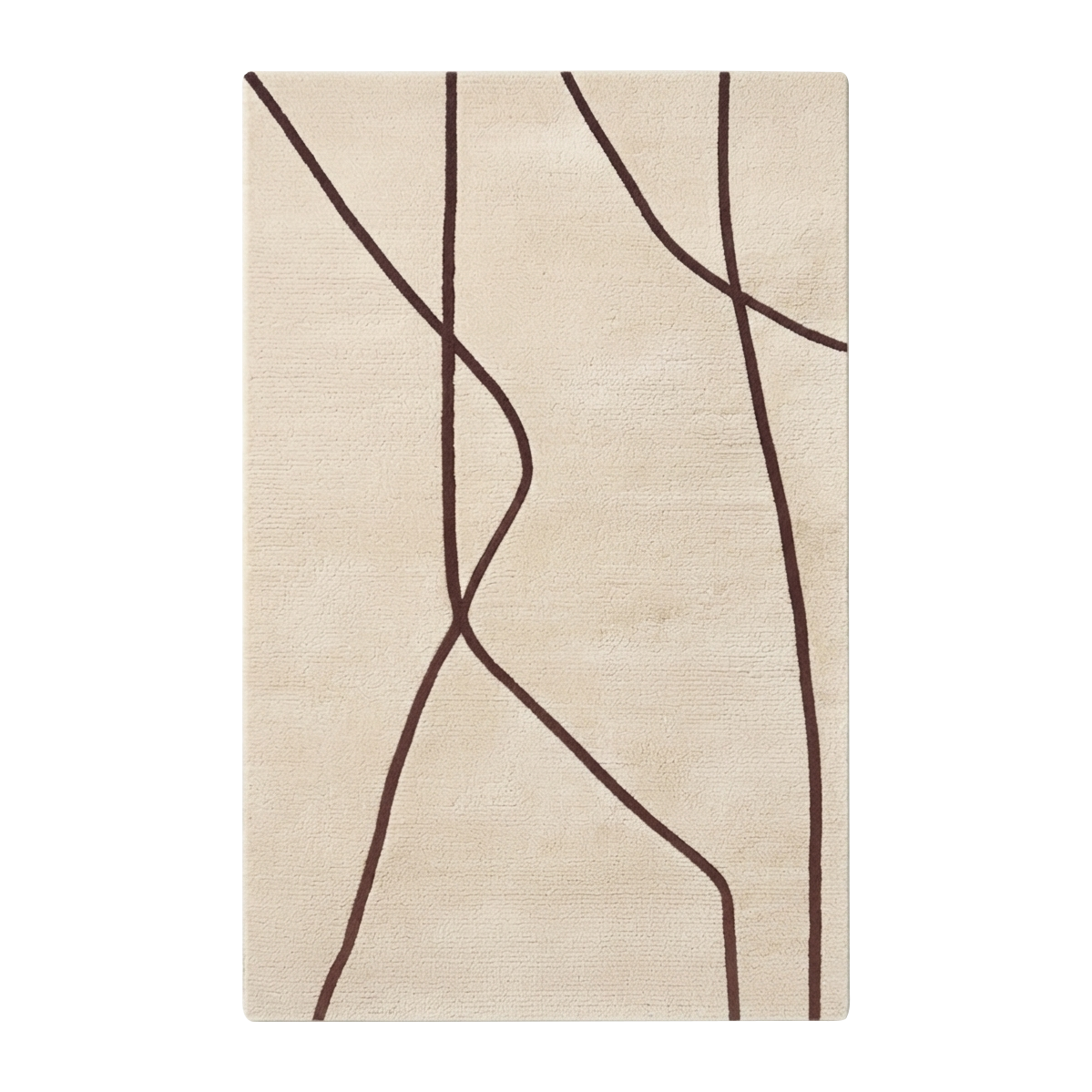 Cream Abstract Hand-Knotted Rug