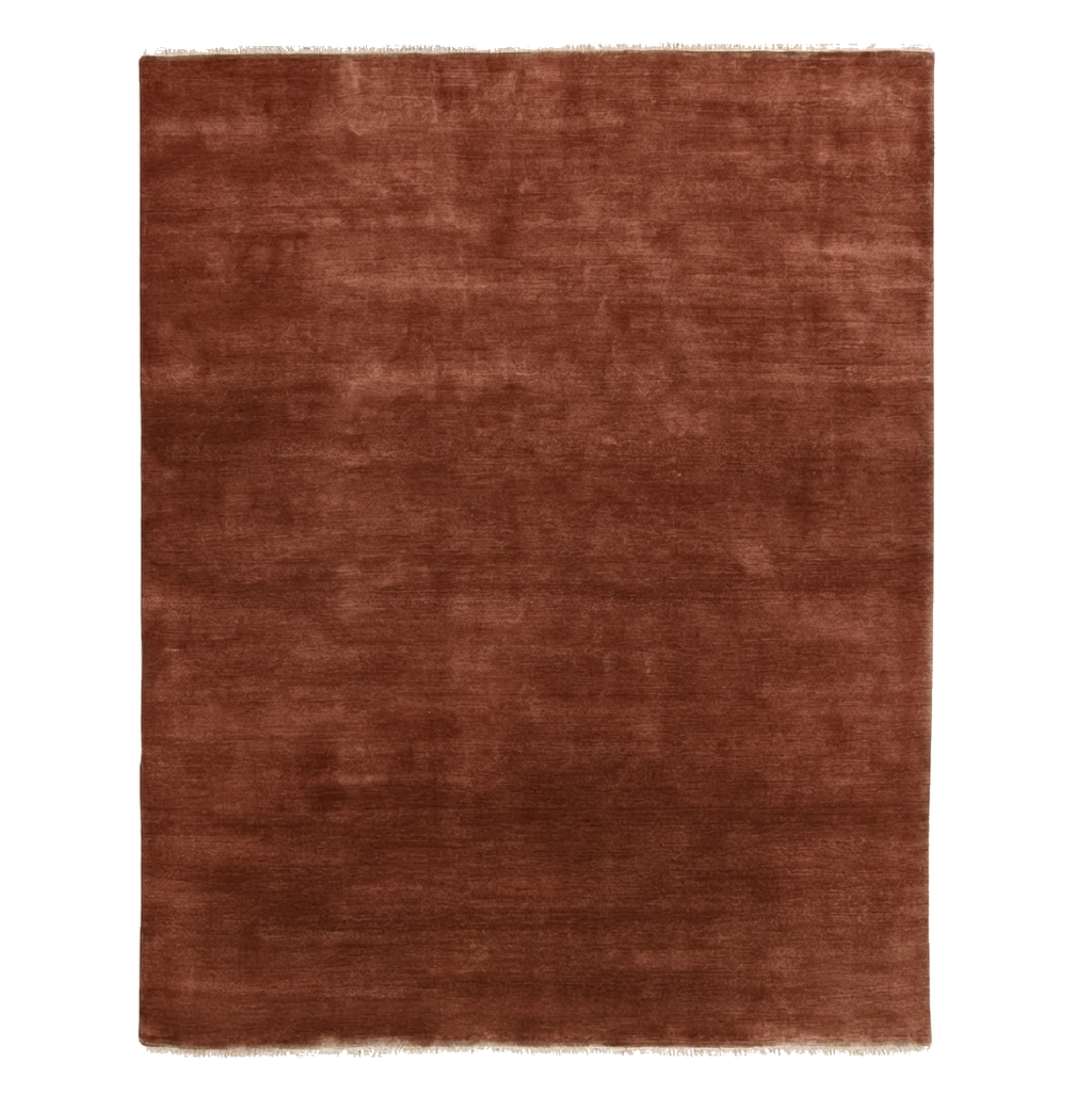 Rust Solid Hand-Knotted Rug
