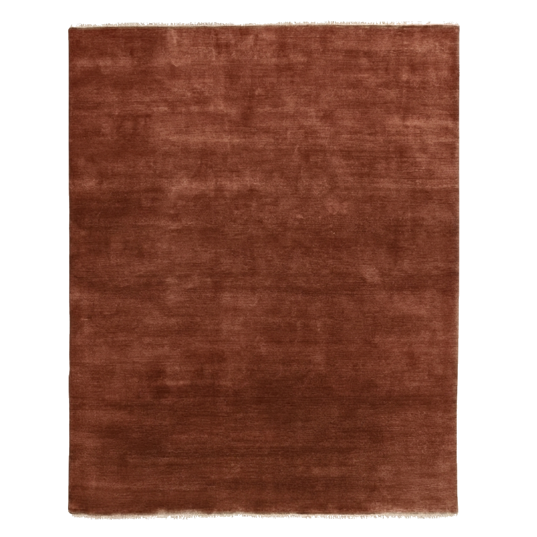 Rust Solid Hand-Knotted Rug