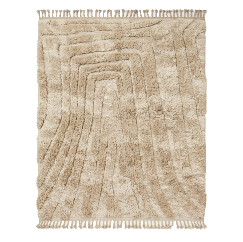 Cream Solid Moroccan Shag Rug