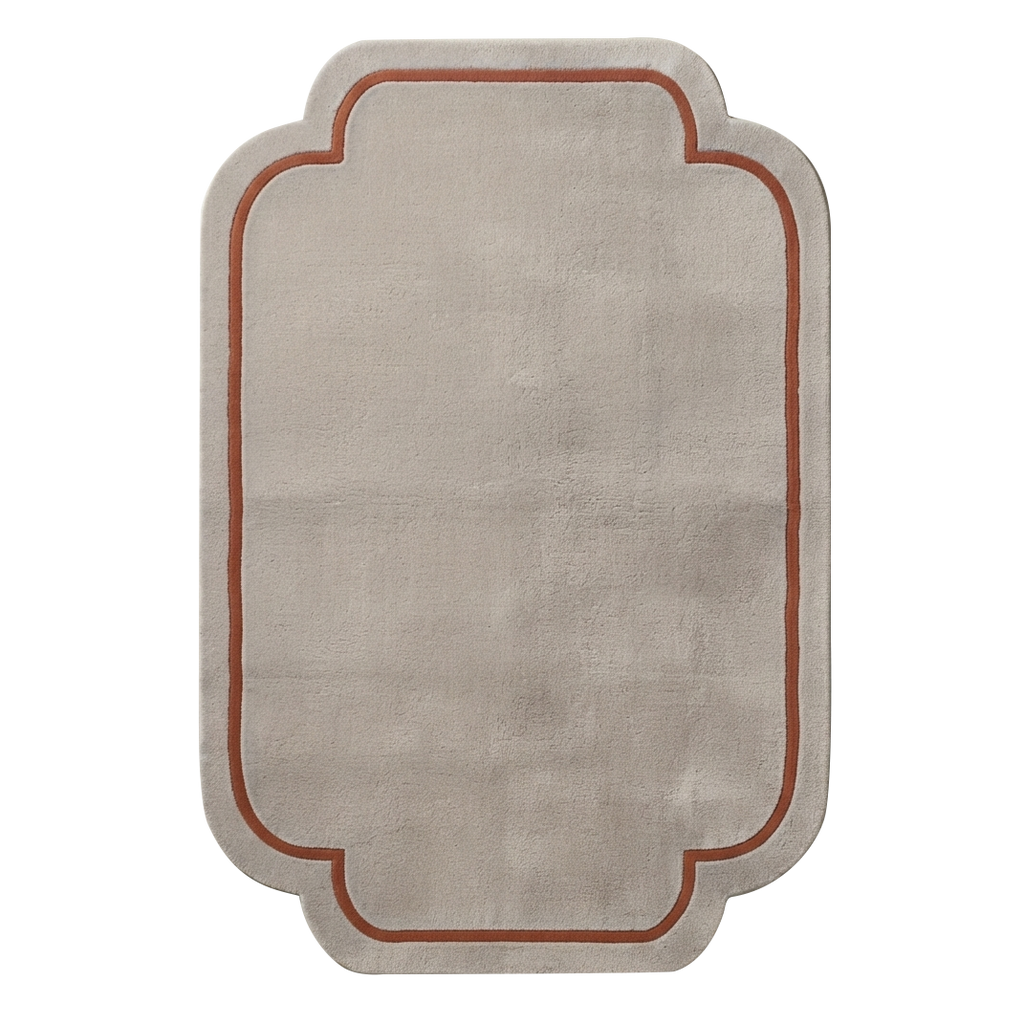 Cream Scalloped Hand-Tufted Wool Rug