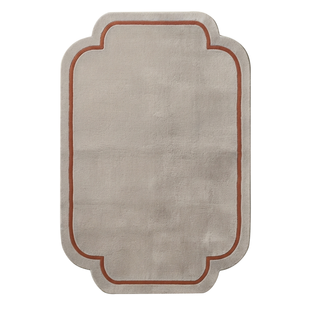 Cream Scalloped Hand-Tufted Wool Rug