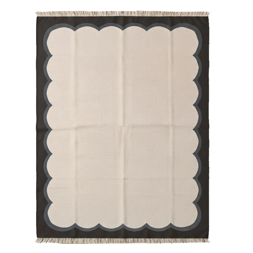 Charcoal Scalloped Flatweave Rug