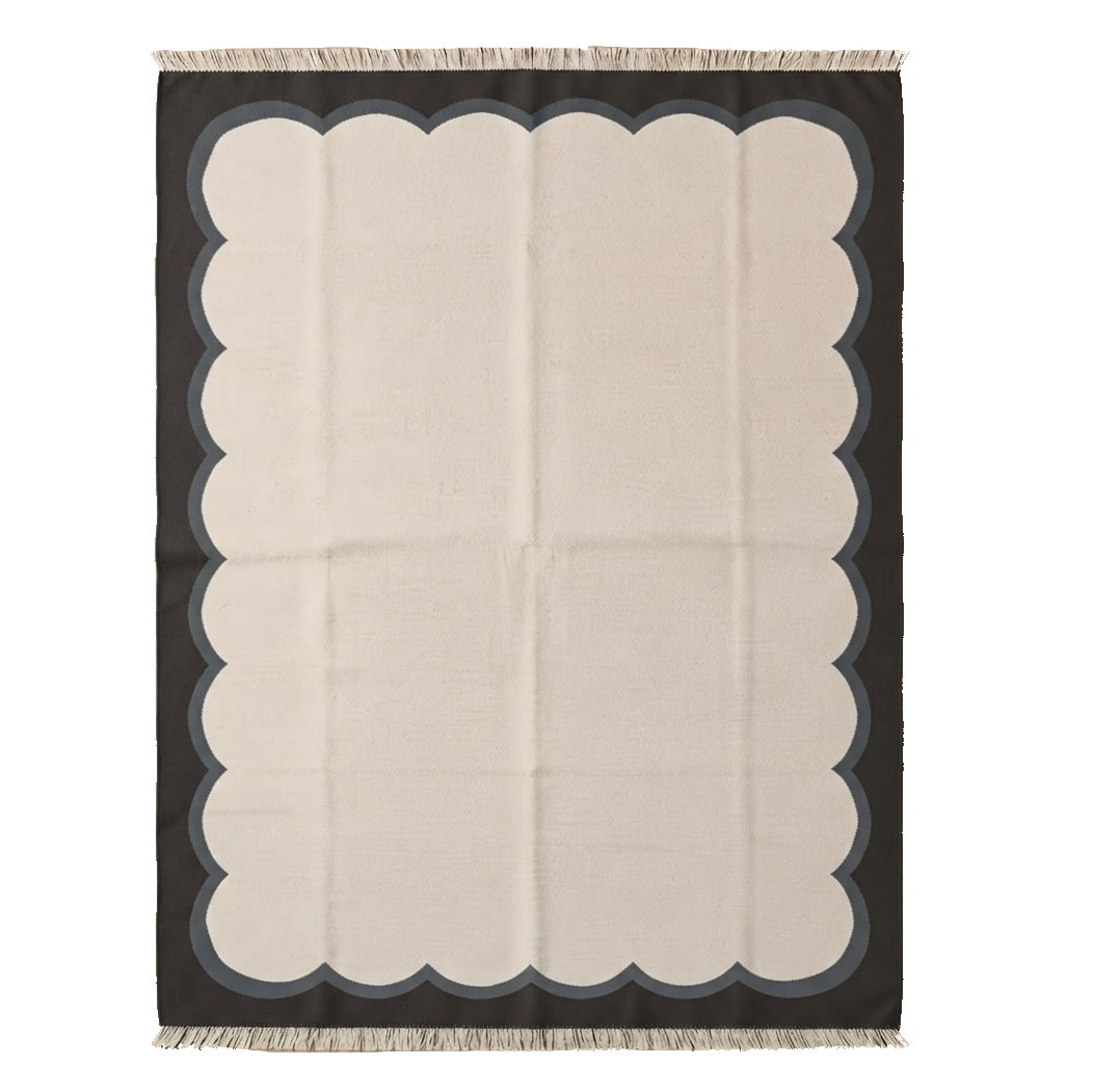 Charcoal Scalloped Flatweave Rug