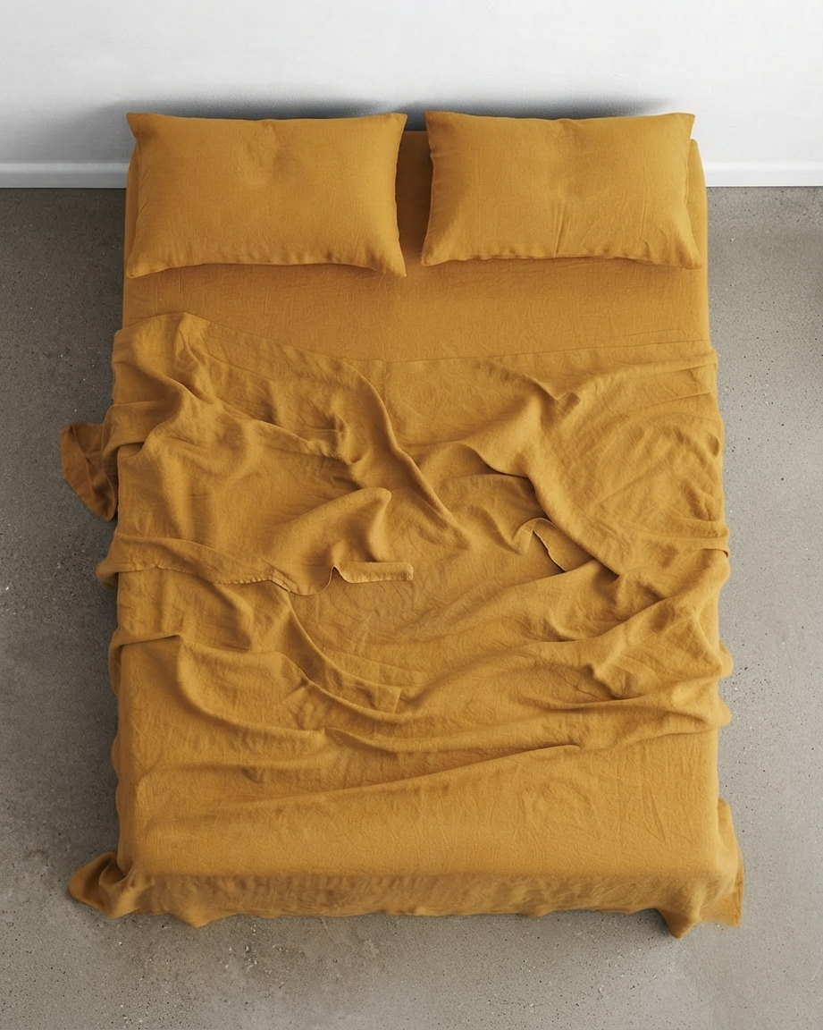 Stonewashed Linen Sheet Set — Turmeric