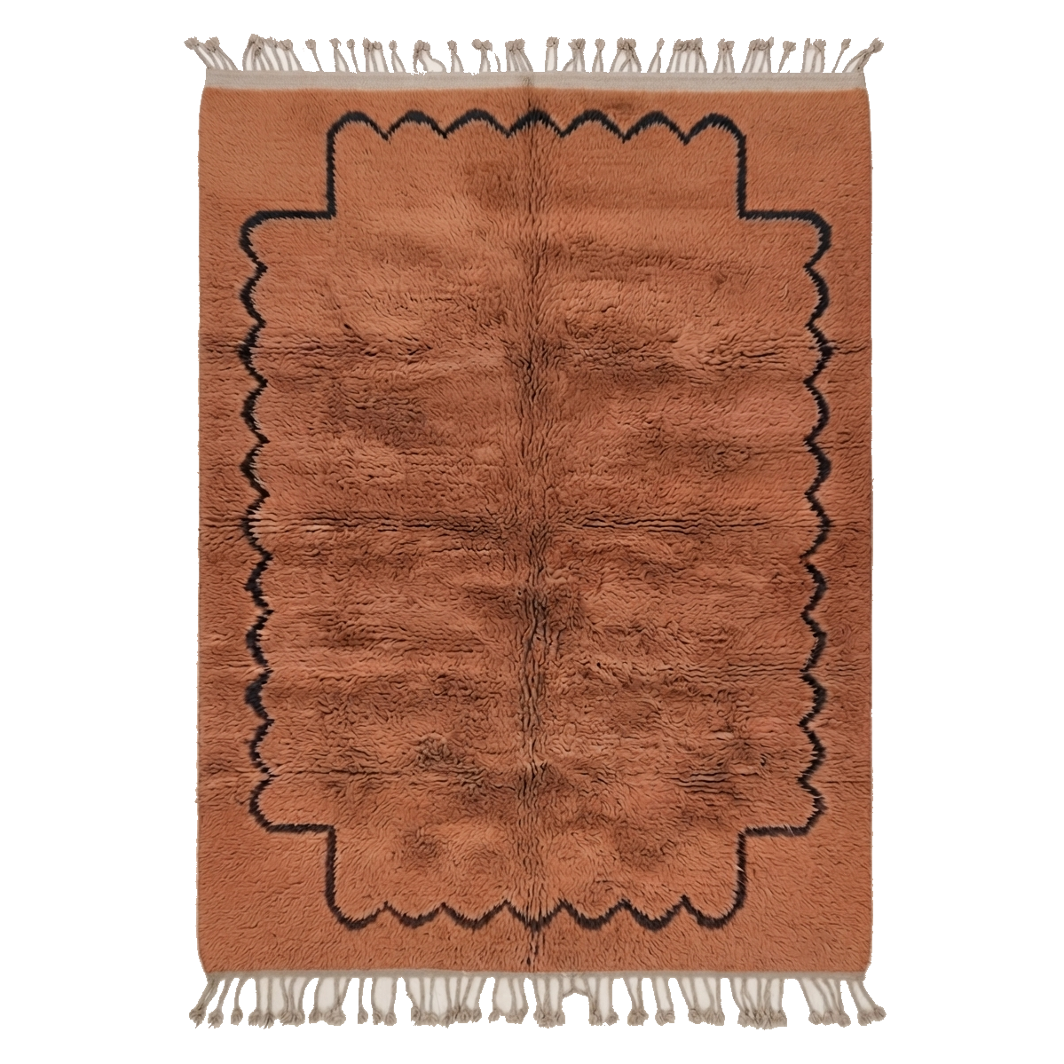 Rust Bordered Moroccan Shag Rug