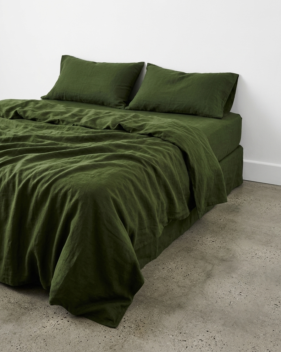 Stonewashed Linen Sheet Set — Olive