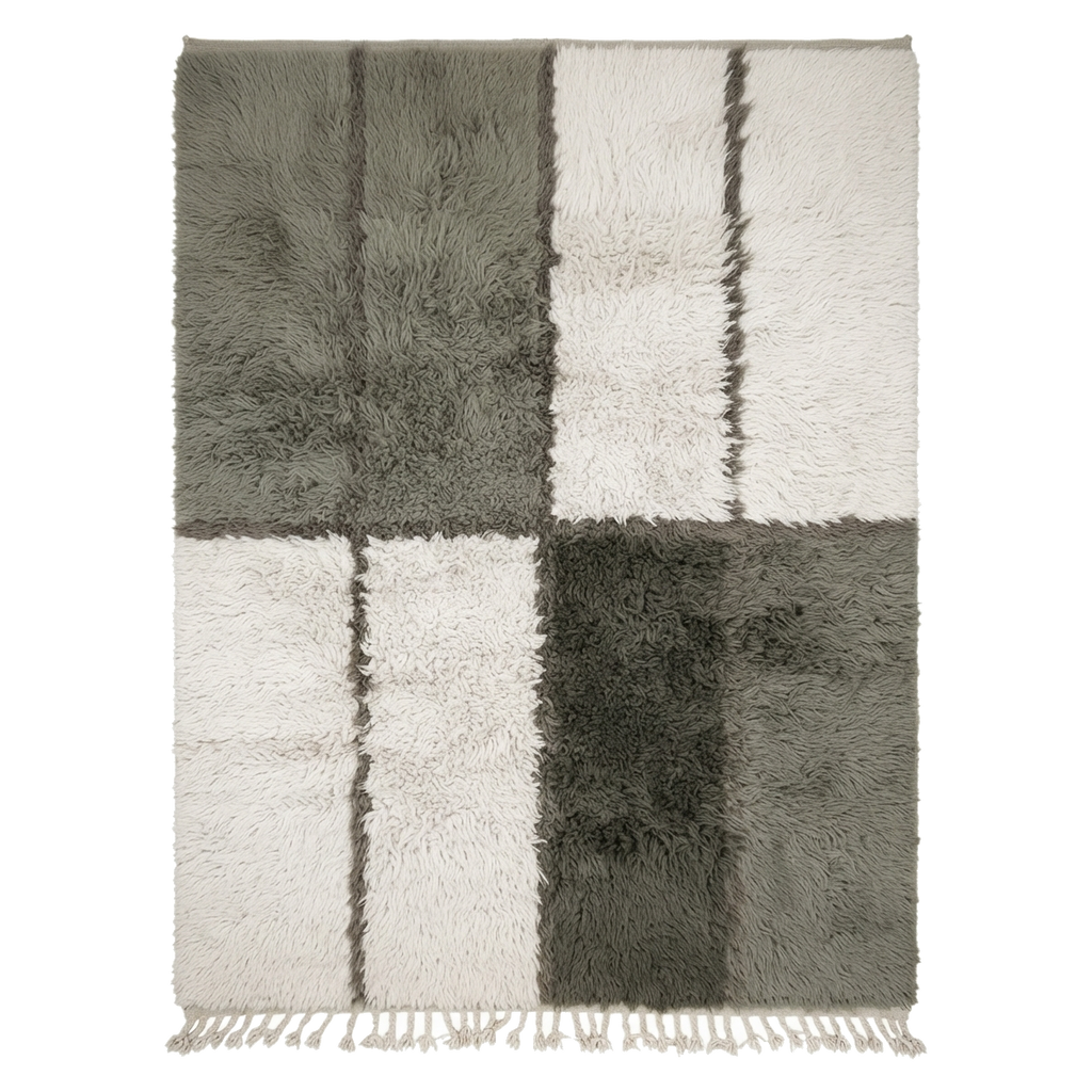 Green Colorblock Moroccan Shag Rug