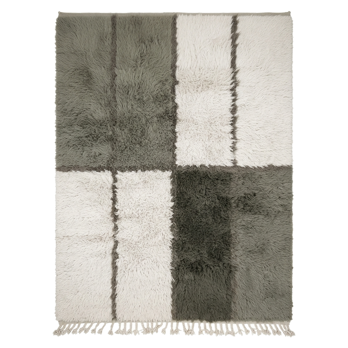 Green Colorblock Moroccan Shag Rug