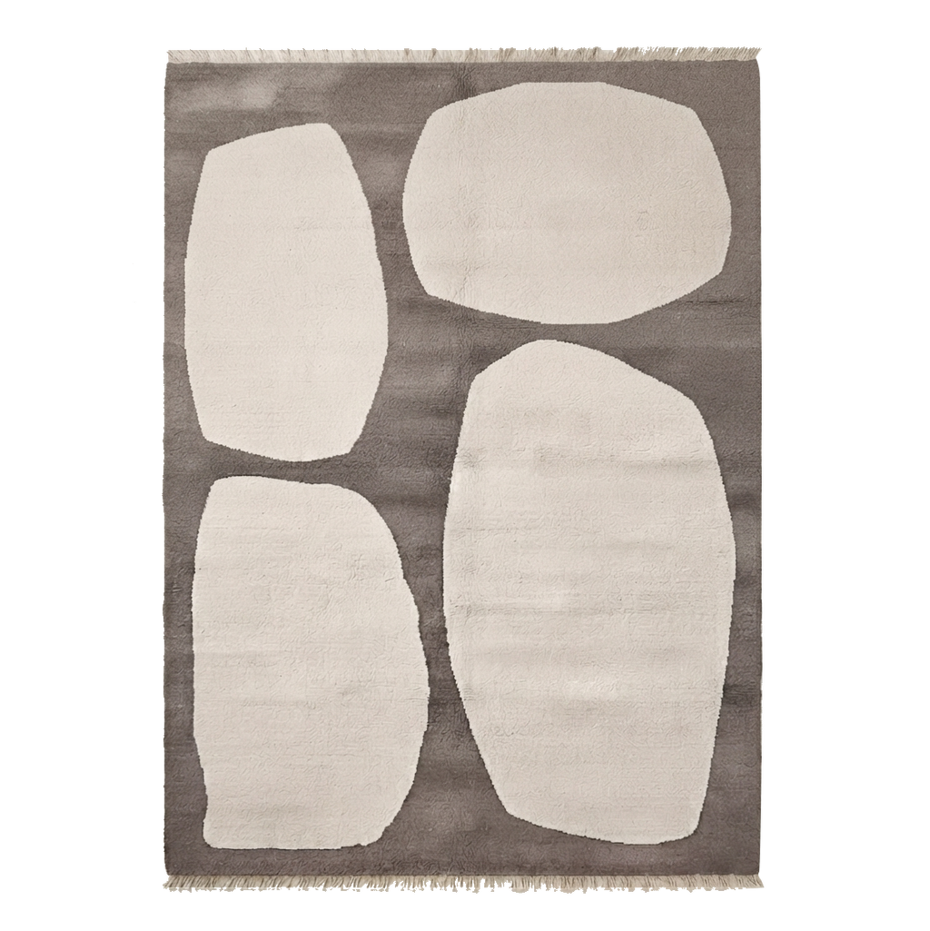 Taupe Abstract Hand-Knotted Rug