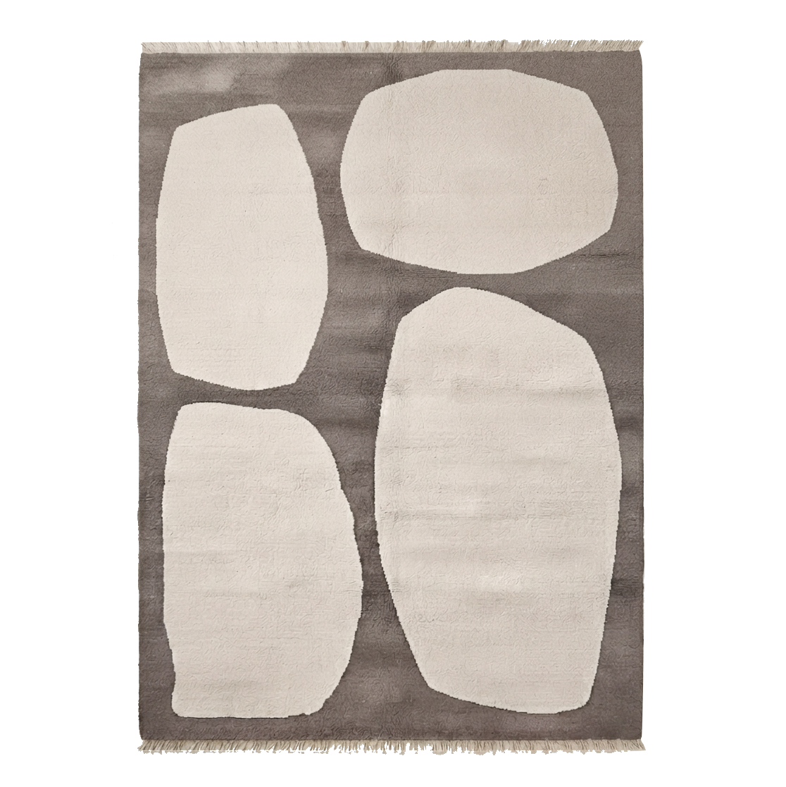 Taupe Abstract Hand-Knotted Rug