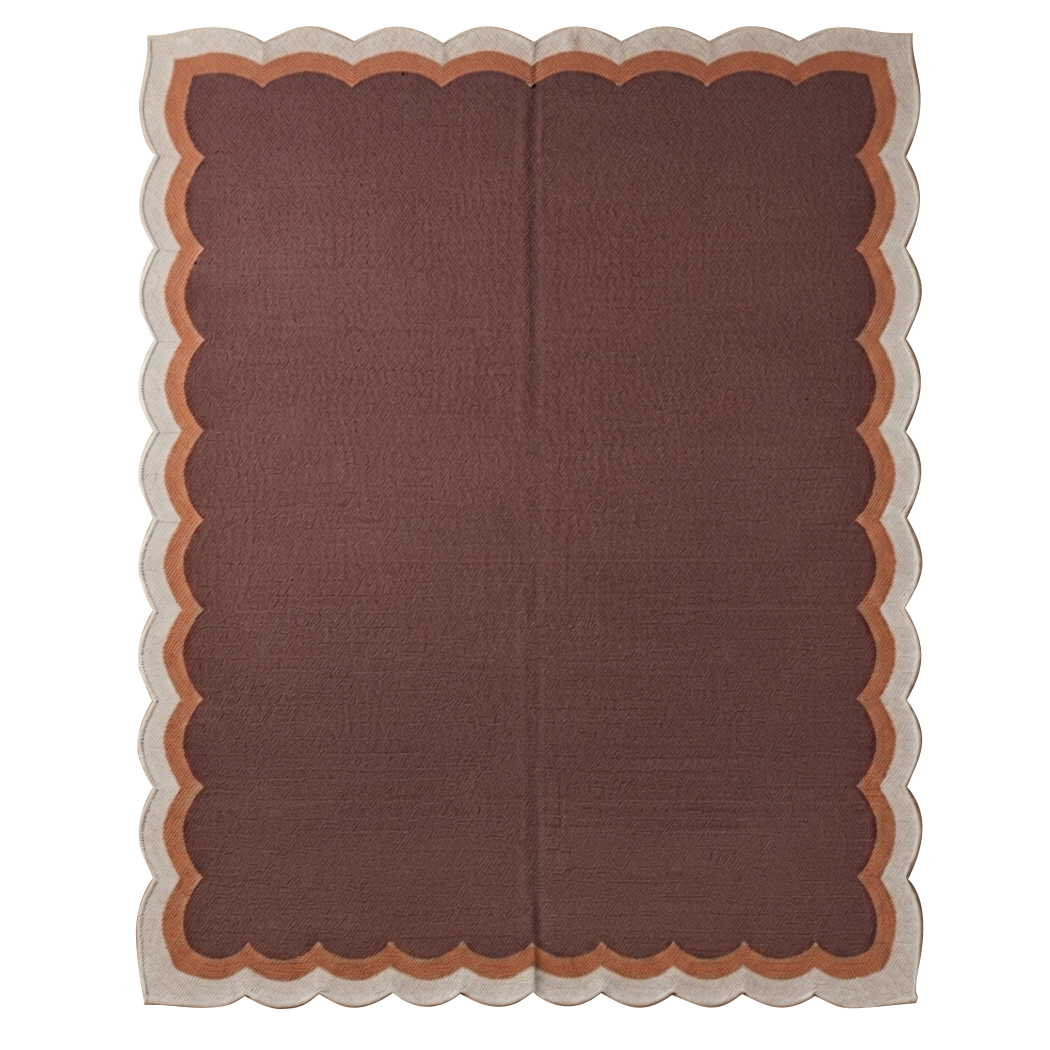 Plum Scalloped Flatweave Rug