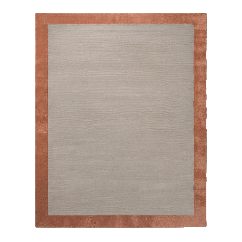 Grey Bordered Hand-Tufted Wool Rug