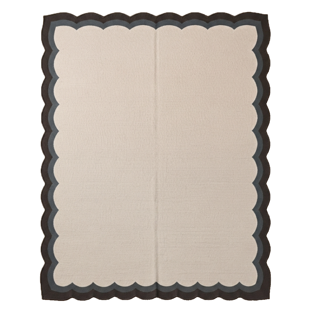 Charcoal Scalloped Flatweave Rug