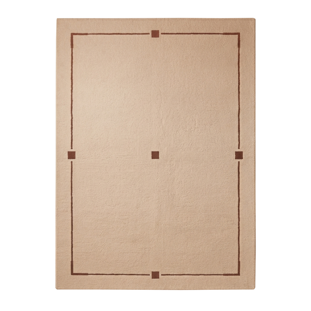 Natural Bordered Hand-Tufted Wool Rug