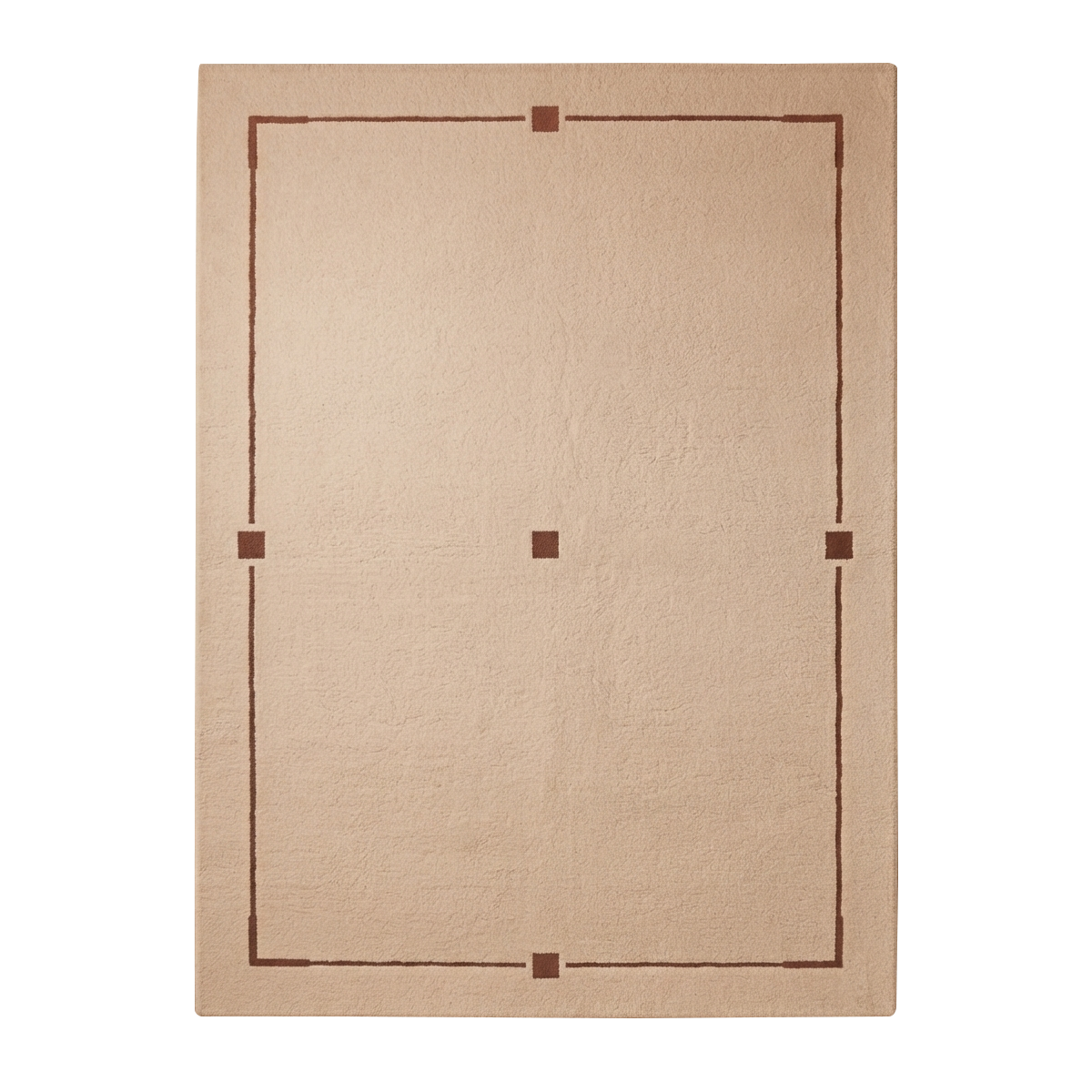 Natural Bordered Hand-Tufted Wool Rug