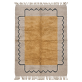 Mustard Bordered Moroccan Shag Rug