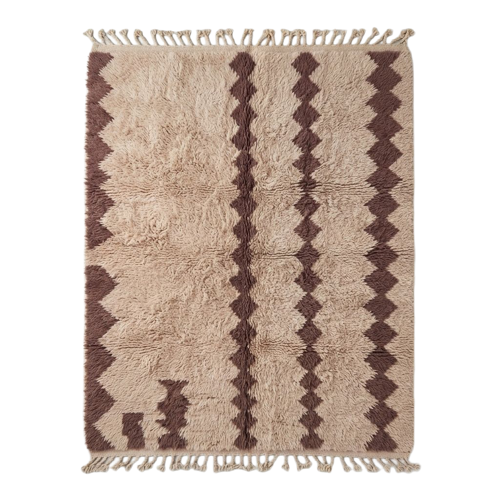 Cream Tribal Moroccan Shag Rug
