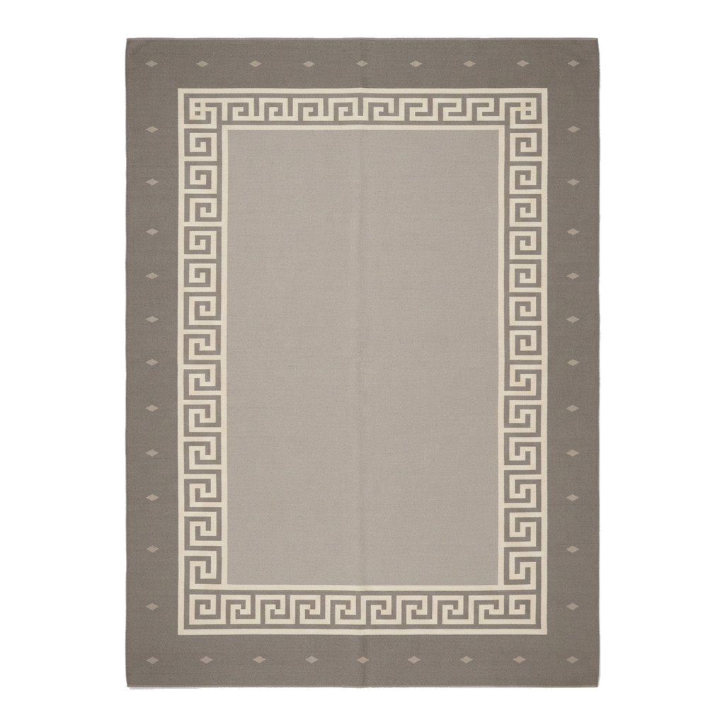 Grey Greek Key Flatweave Rug