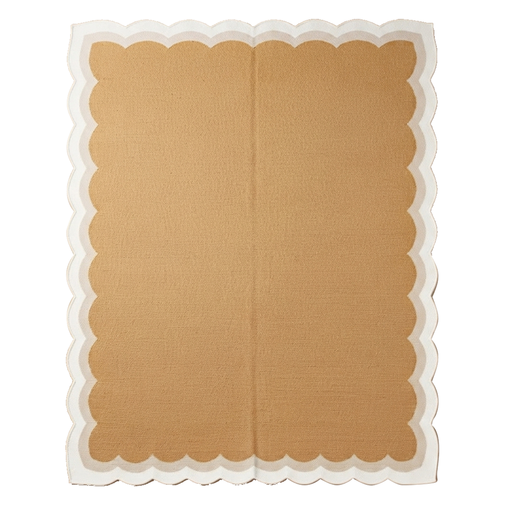 Mustard Scalloped Flatweave Rug