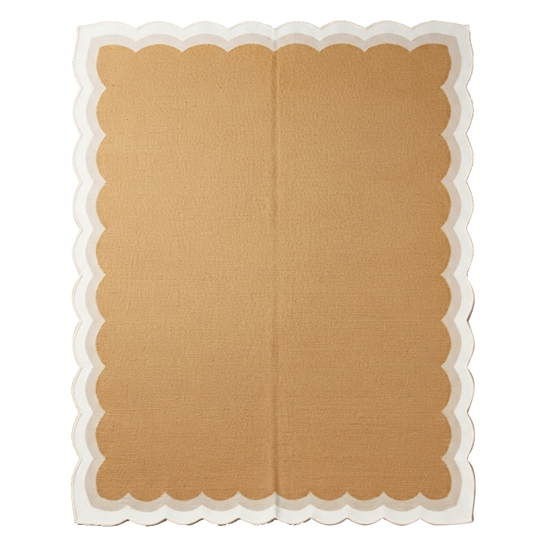 Mustard Scalloped Flatweave Rug