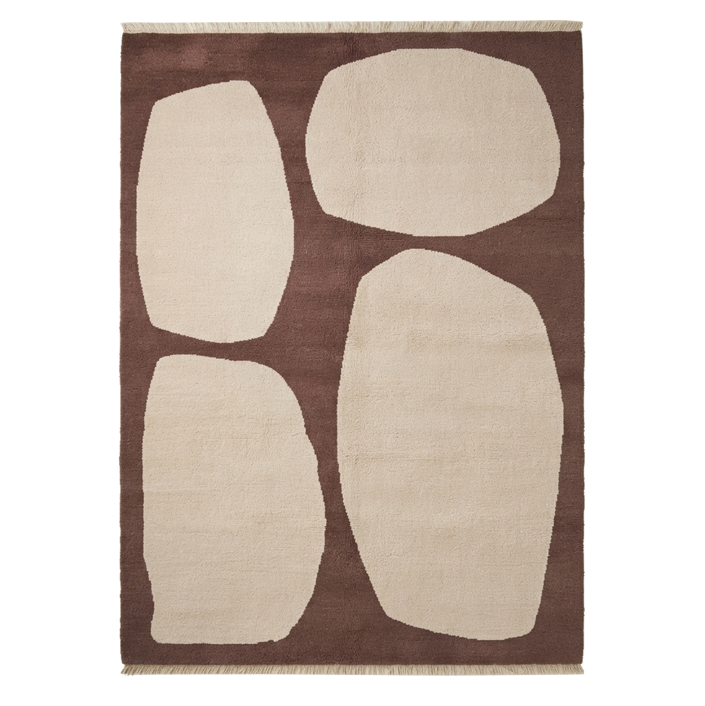 Brown Abstract Hand-Knotted Rug