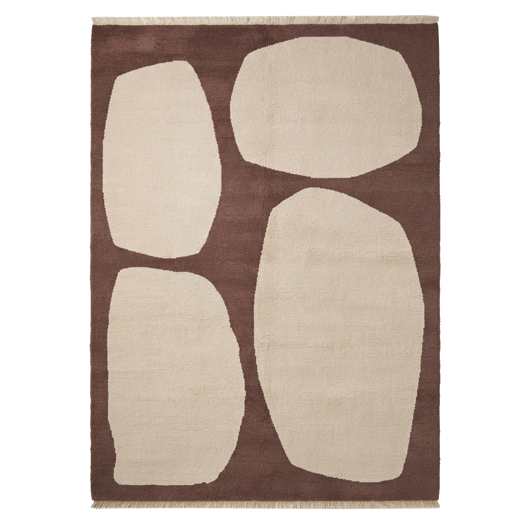 Brown Abstract Hand-Knotted Rug