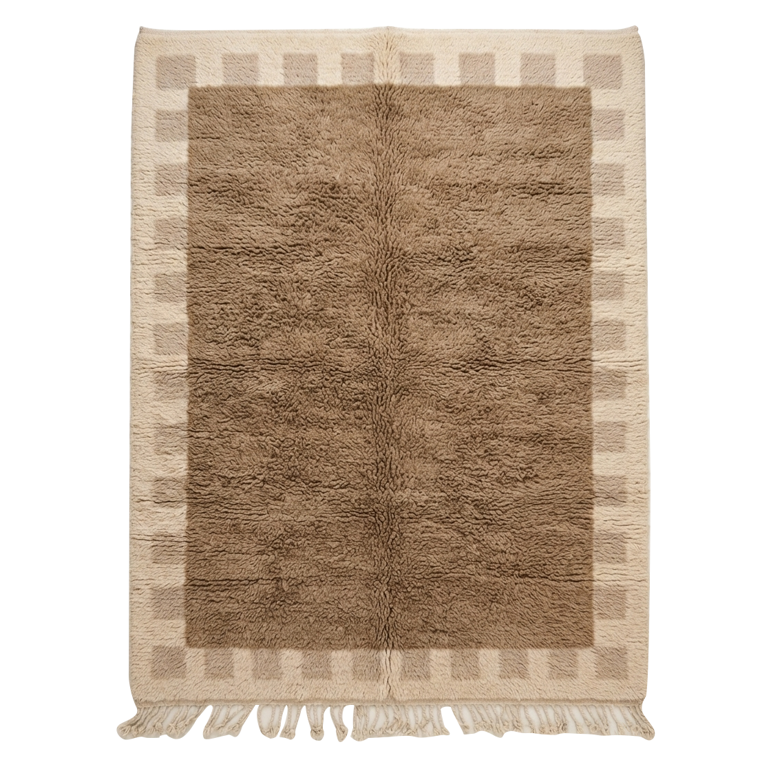 Brown Bordered Moroccan Shag Rug