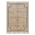 Cream Bordered Moroccan Shag Rug