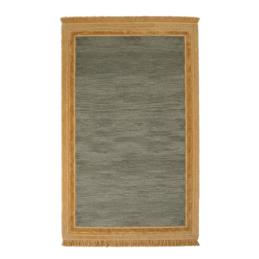 Green Bordered Hand-Knotted Rug