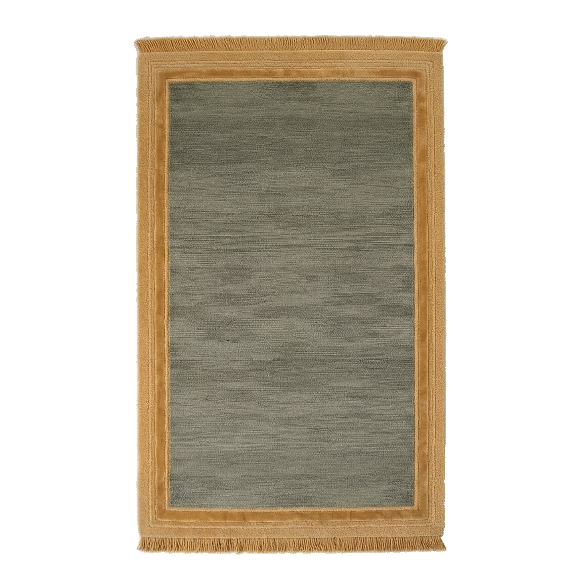 Green Bordered Hand-Knotted Rug