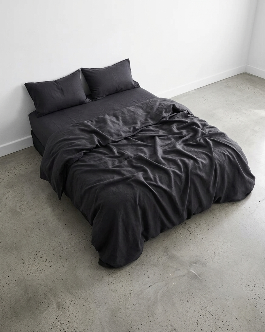 Stonewashed Linen Sheet Set — Slate