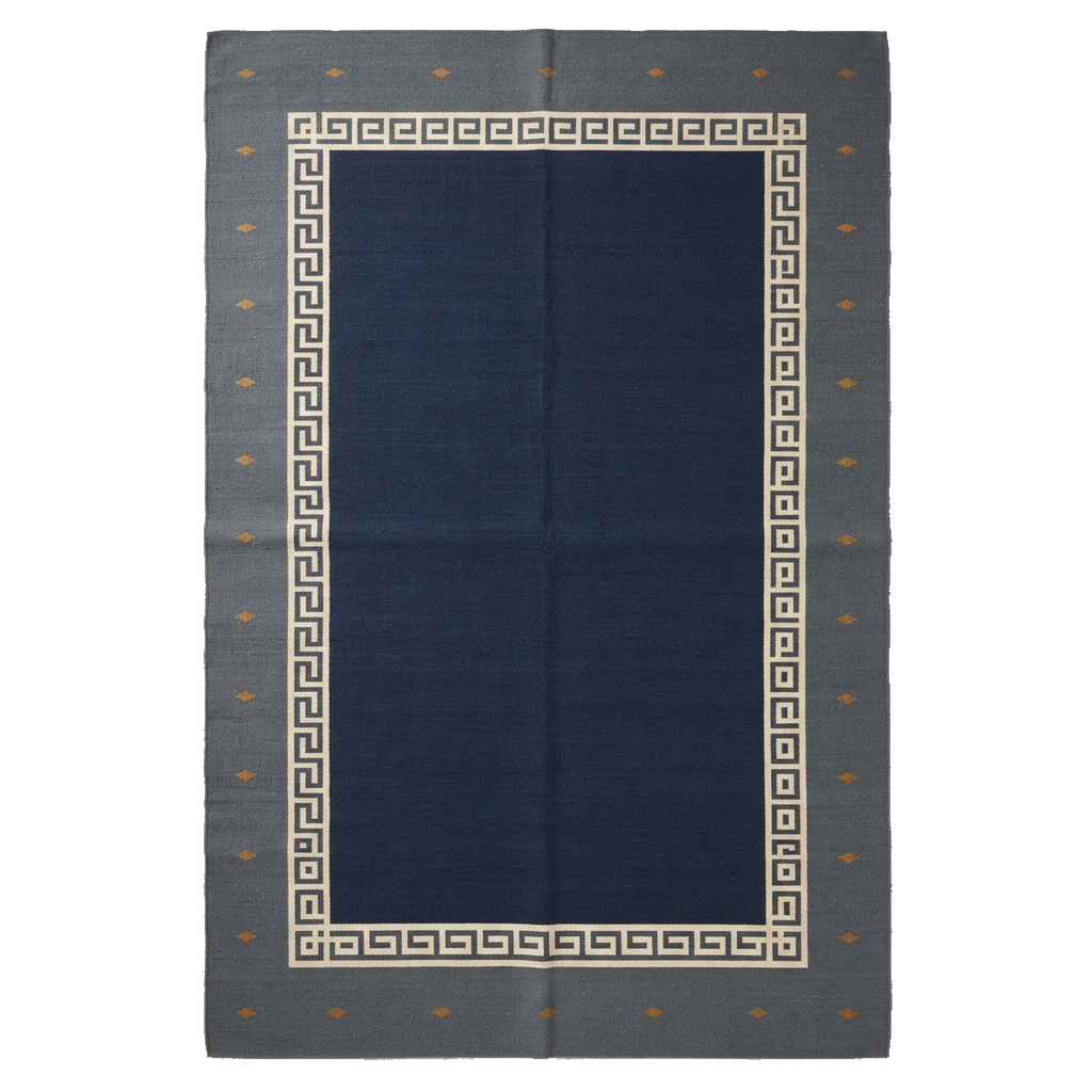 Navy Greek Key Flatweave Rug