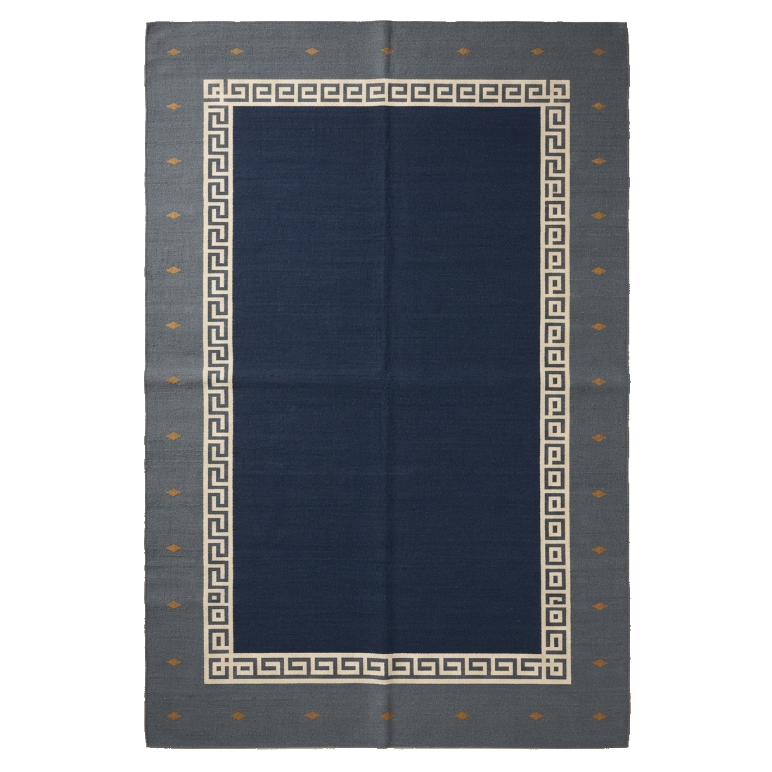 Navy Greek Key Flatweave Rug