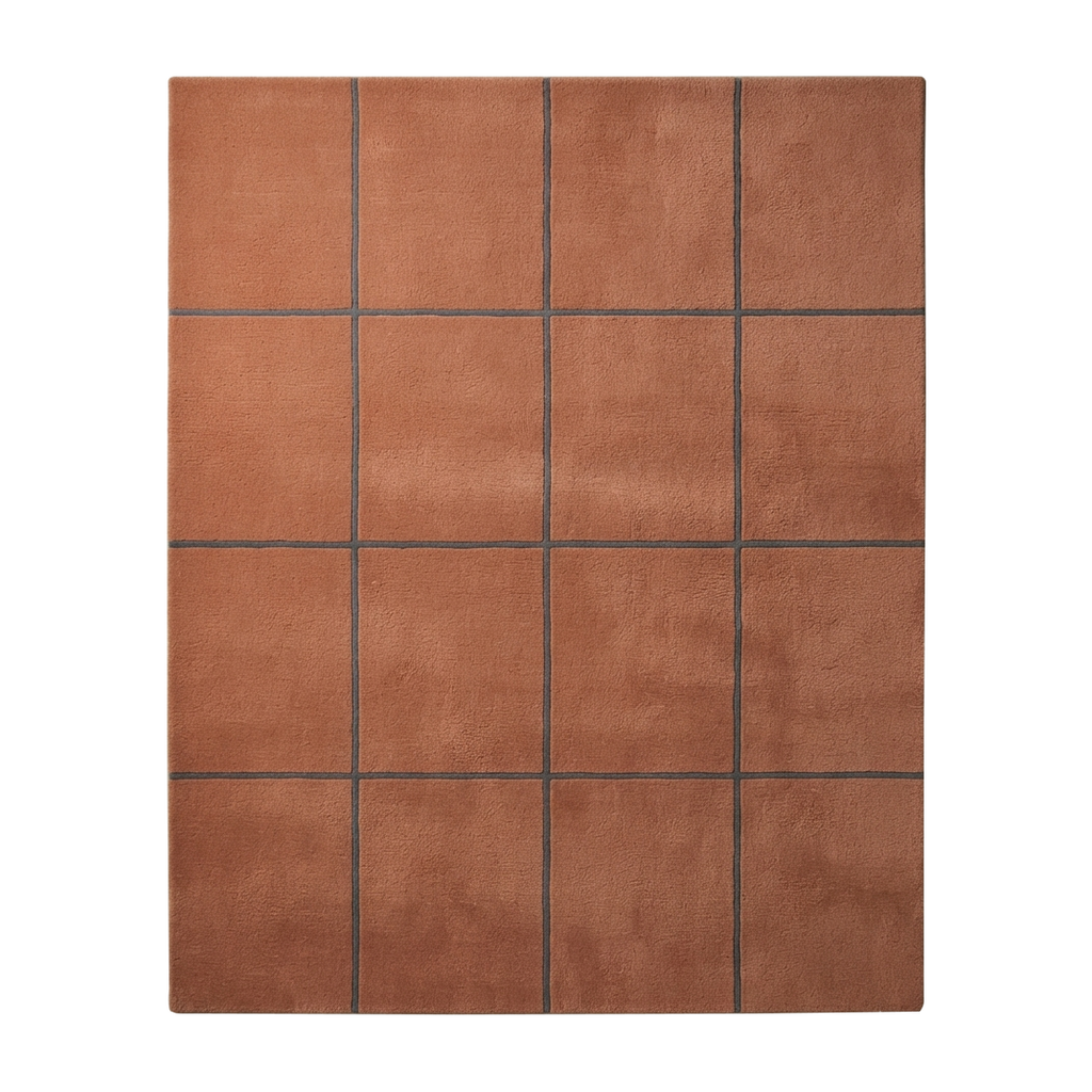 Rust Geometric Hand-Tufted Wool Rug